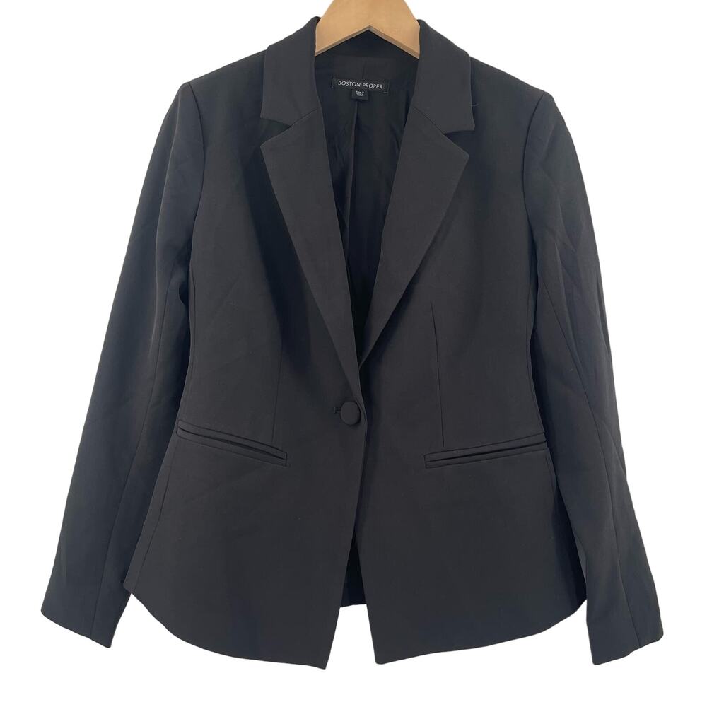 NEW BOSTON PROPER Blazer Size 4 Black NWOT Spandex Blend Stretch Business Casual